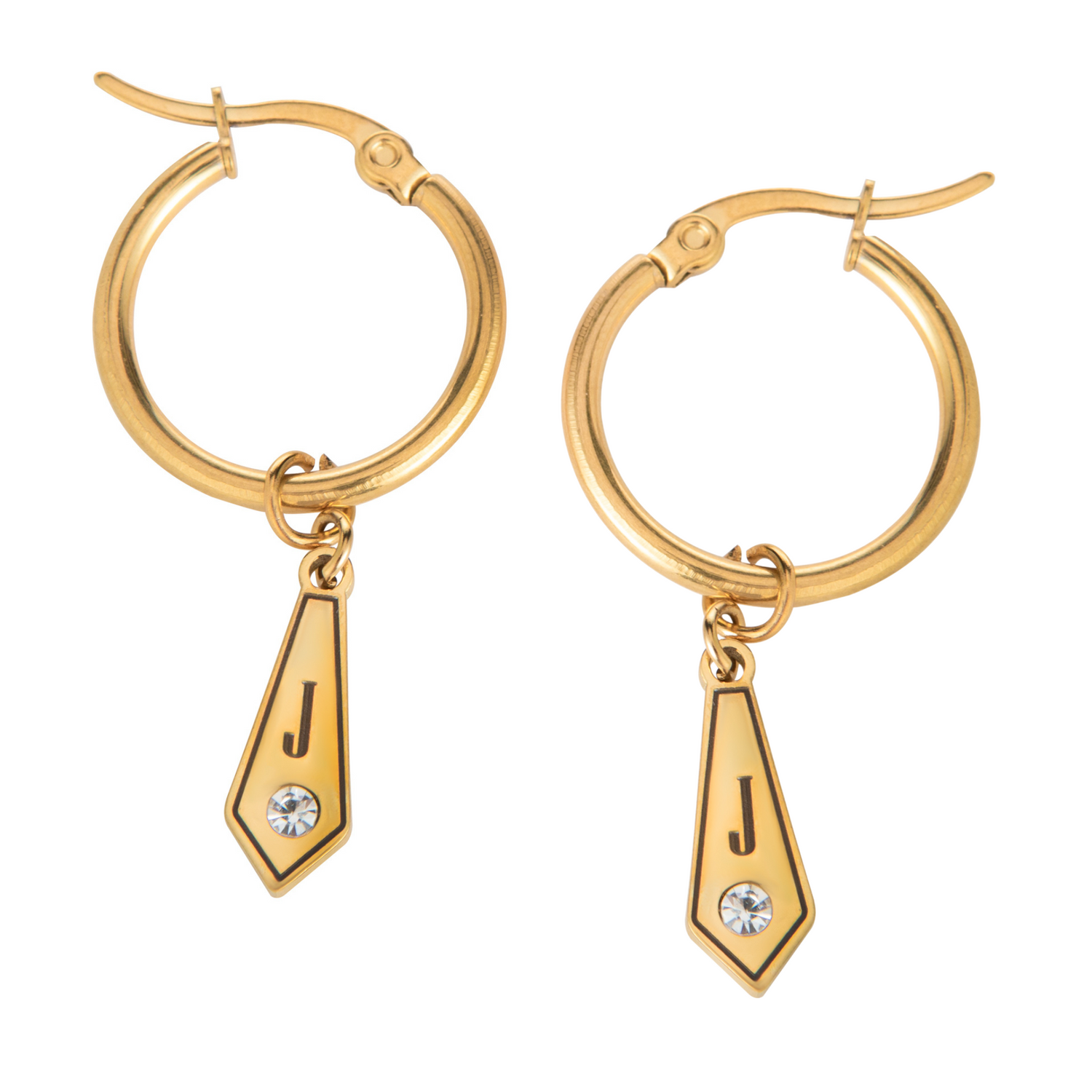 Pendientes Aro Personalizados con Colgante Rombo y Cristal