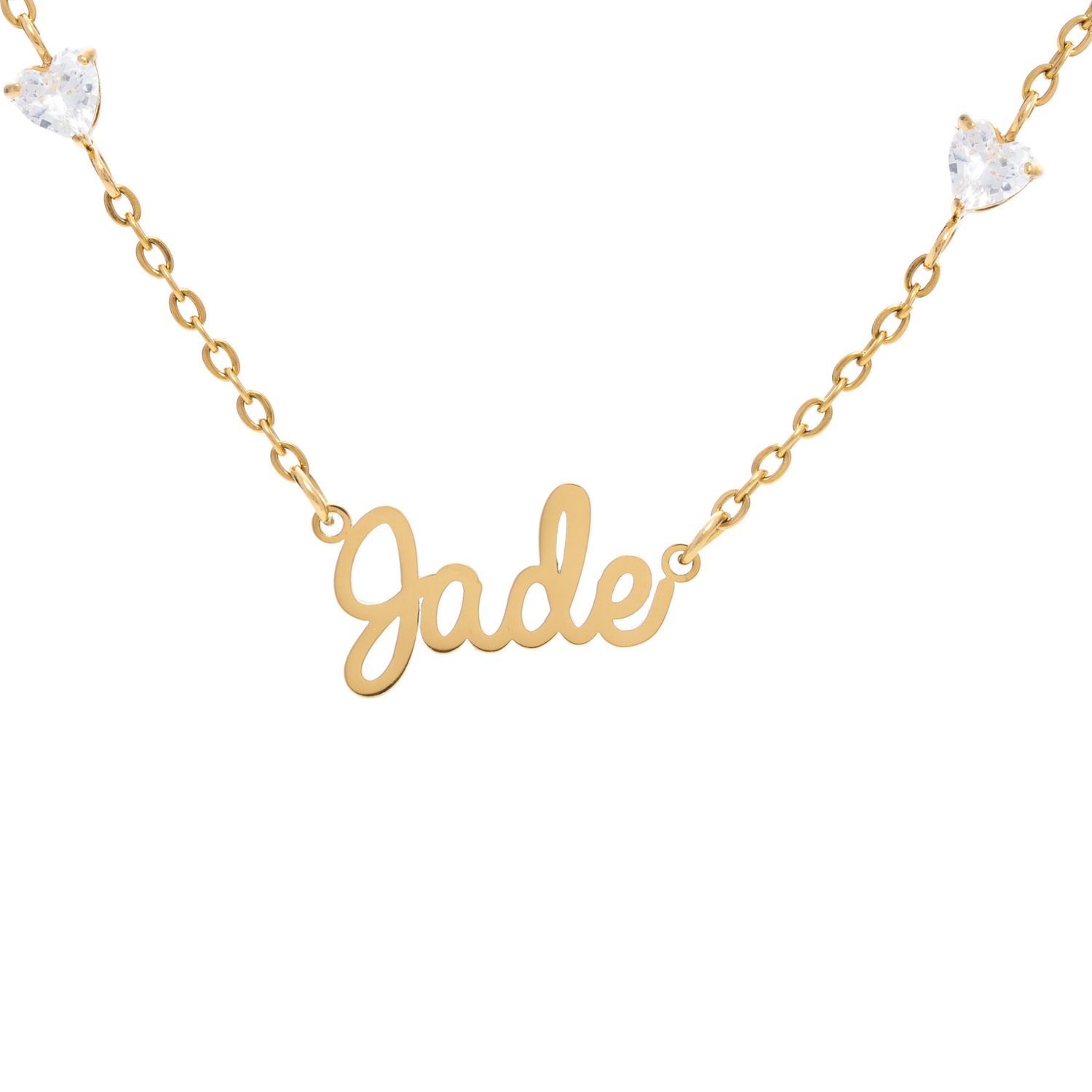 Collar Nombre Personalizado con 4 Corazones de Cristal