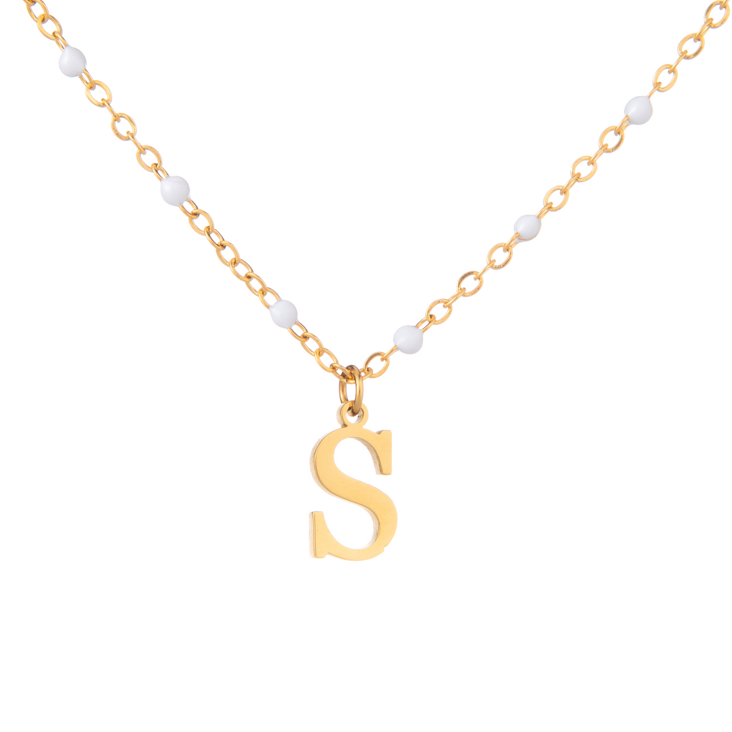 Collar Inicial Personalizada con Cadena de Bolitas