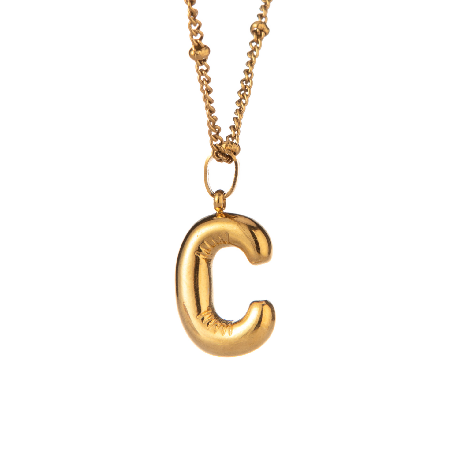 Collar Inicial Bubbly con Cadena de Bolitas