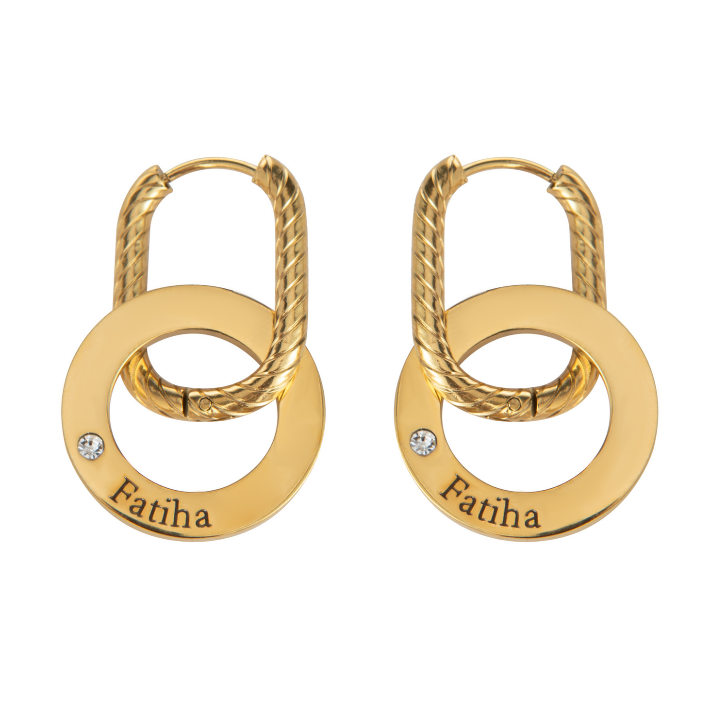Pendientes Aro Personalizados con Anillo Retorcido y Cristal