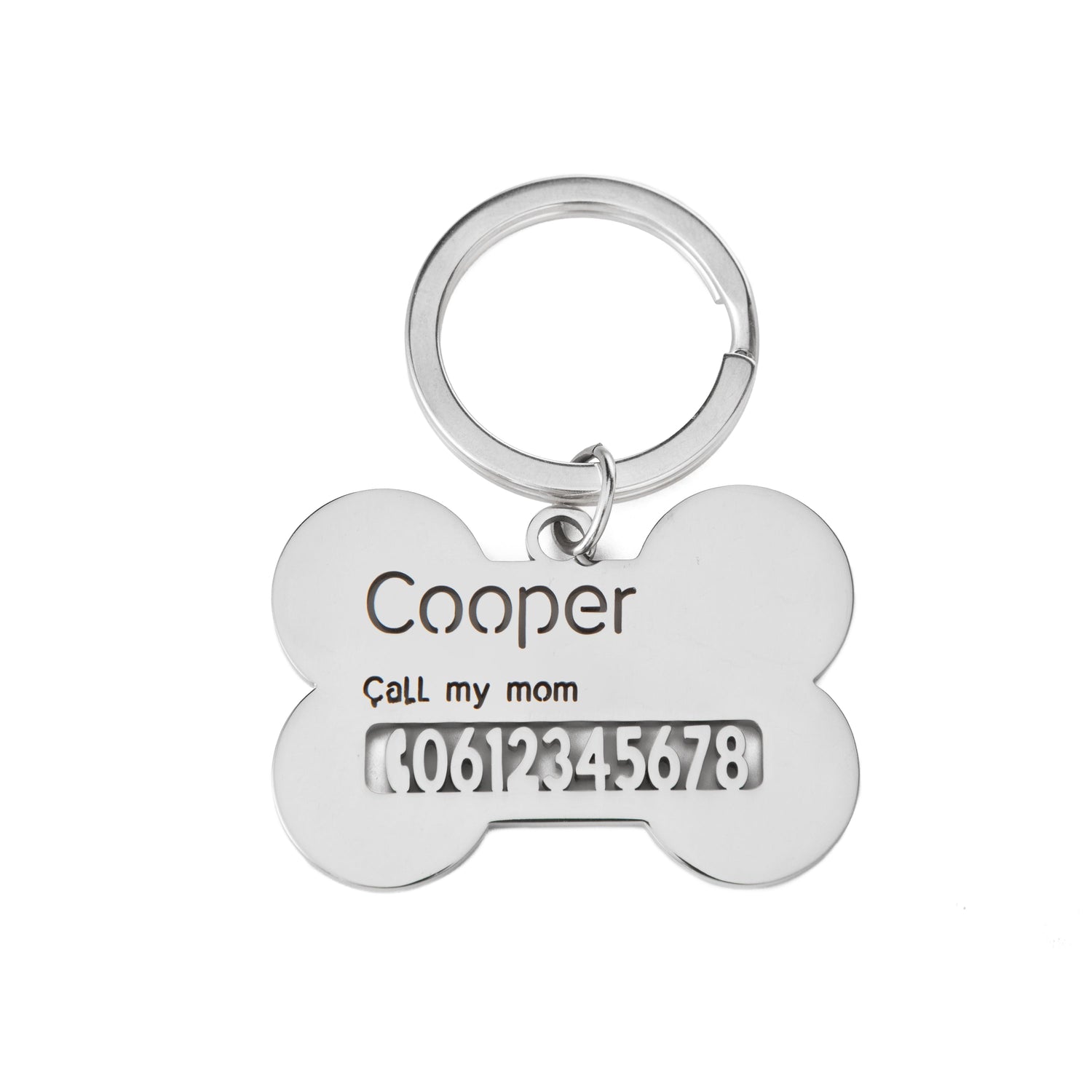 Placa de Identificación para Mascotas en Forma de Hueso Personalizada