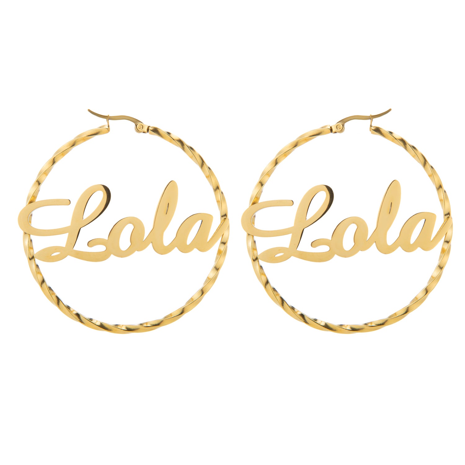 Pendientes Aro con Nombre Personalizado Diseño Retorcido