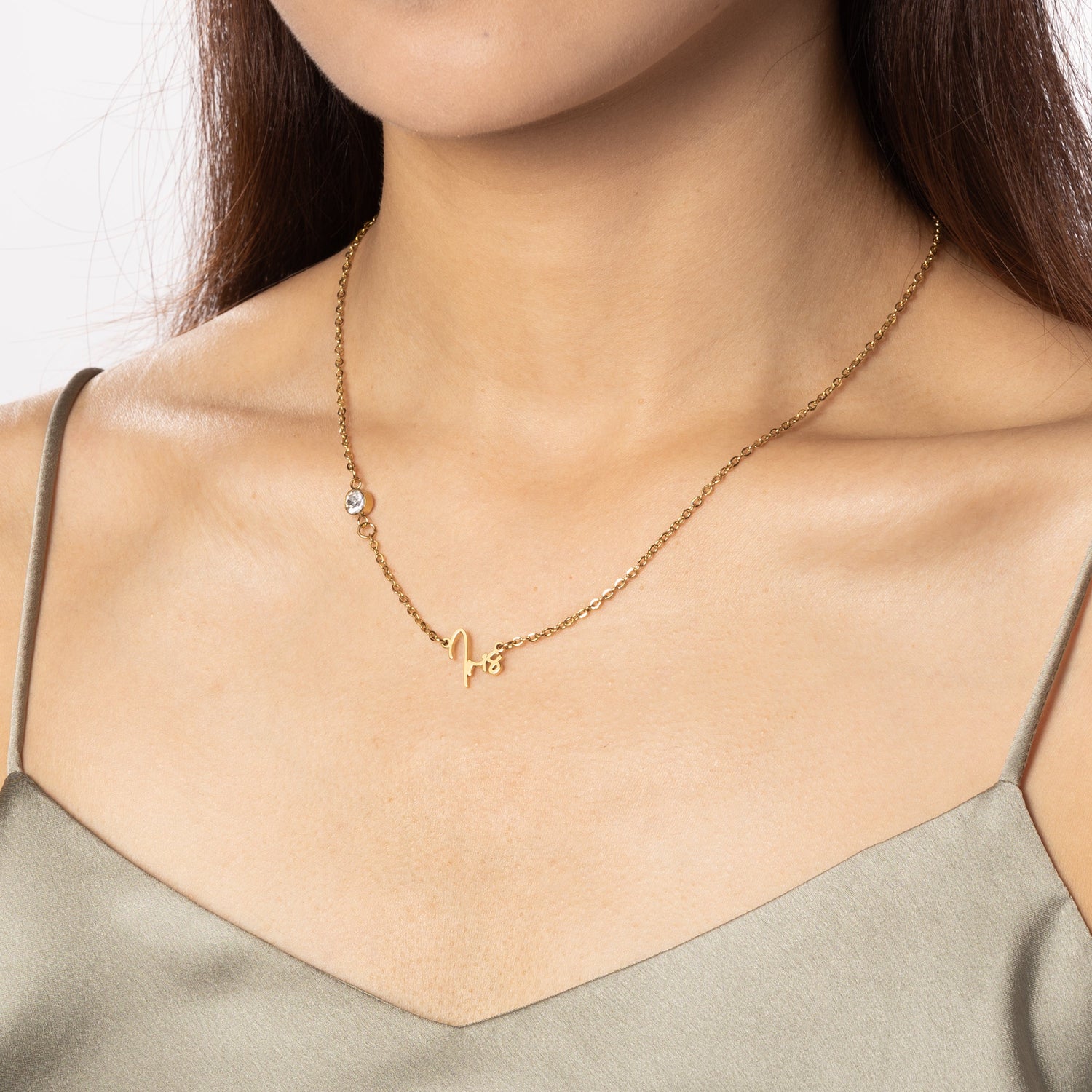 Collar Nombre Script con Piedra