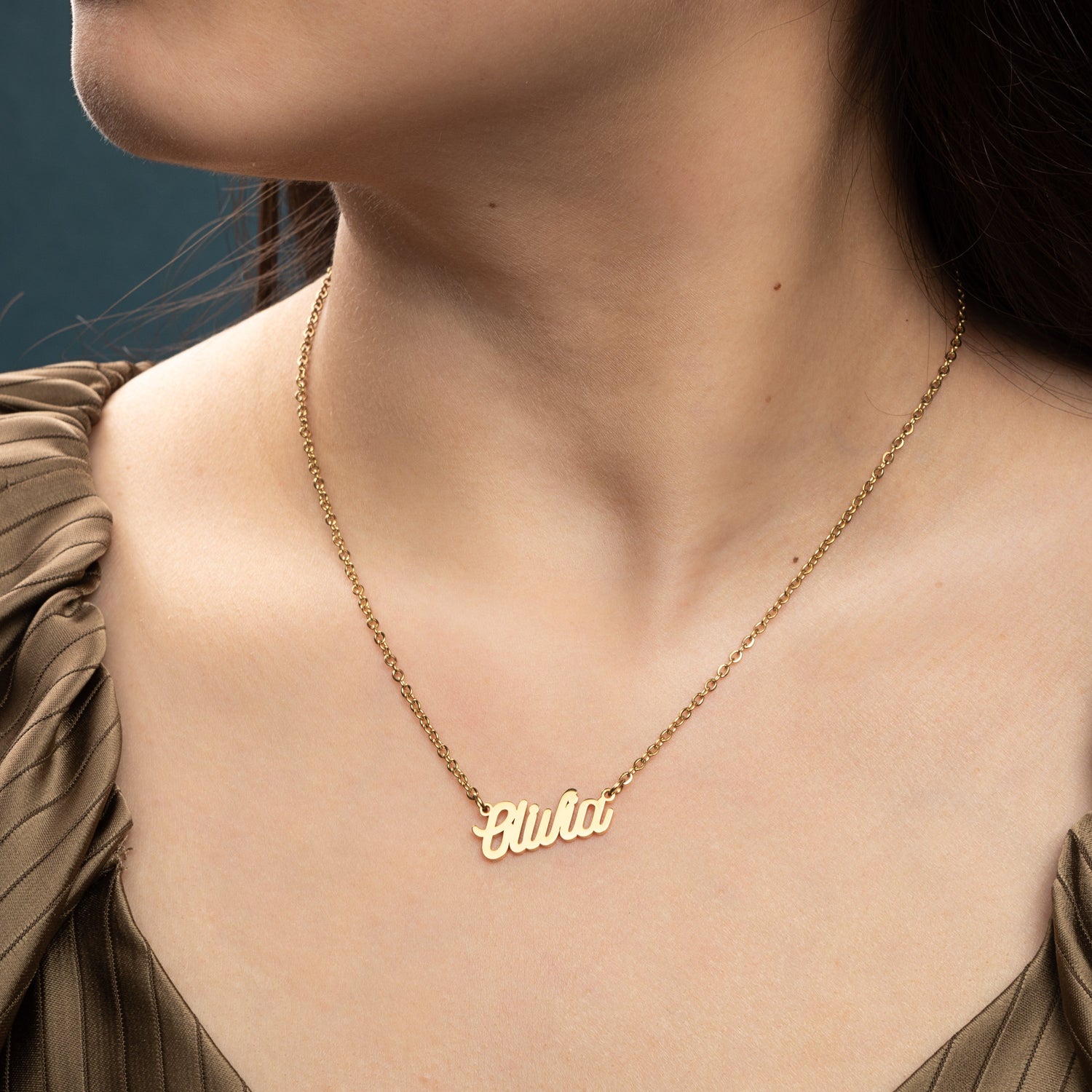 Collar Nombre Script Cadena Fina Personalizado