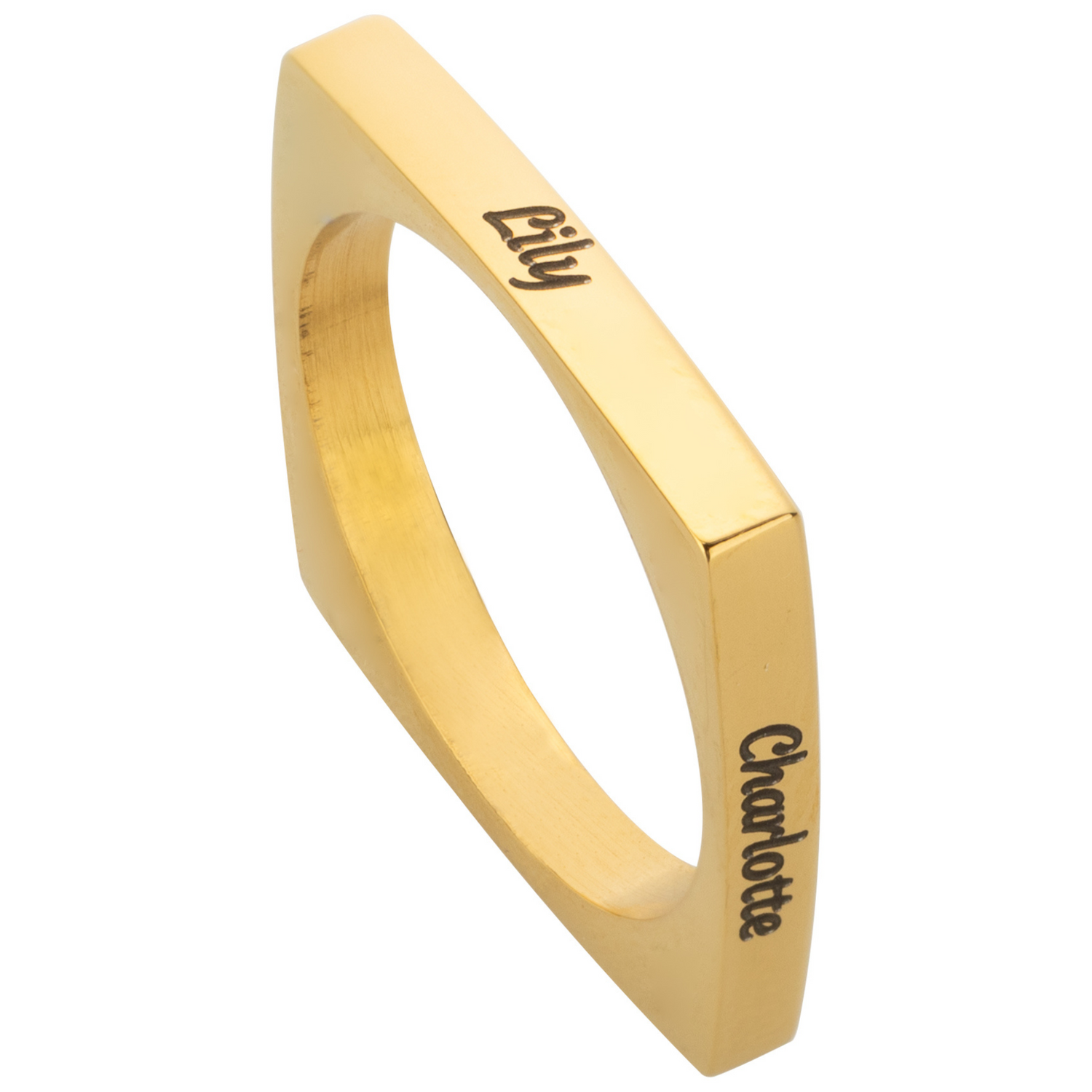 Anillo Cuadrado Personalizado con 4 Nombres