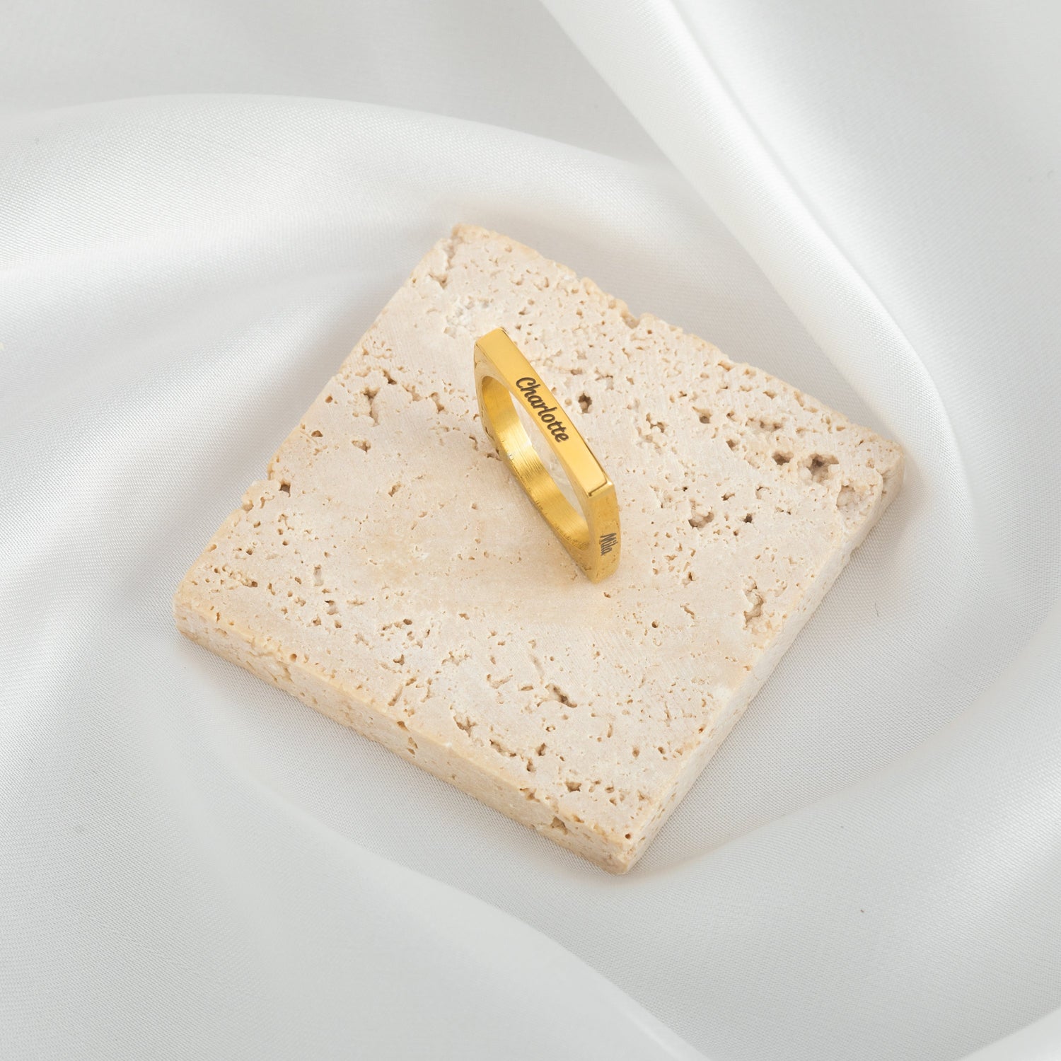 Anillo Cuadrado Personalizado con 4 Nombres