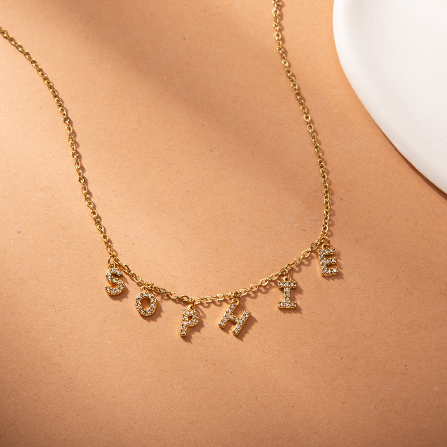 Collar con Nombre Personalizado y Letras con Cristales