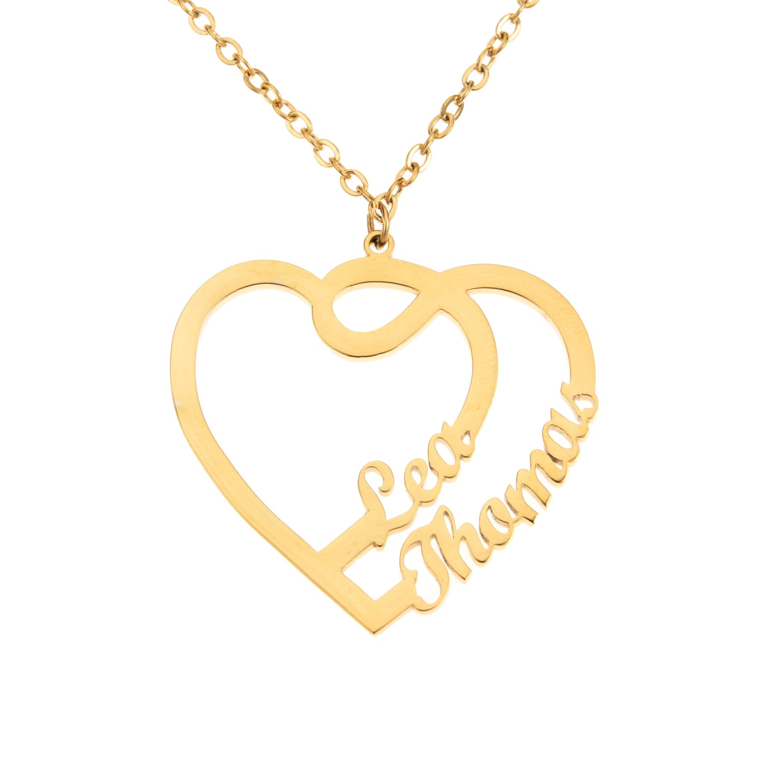 Collar Corazón con Dos Nombres y Arabescos
