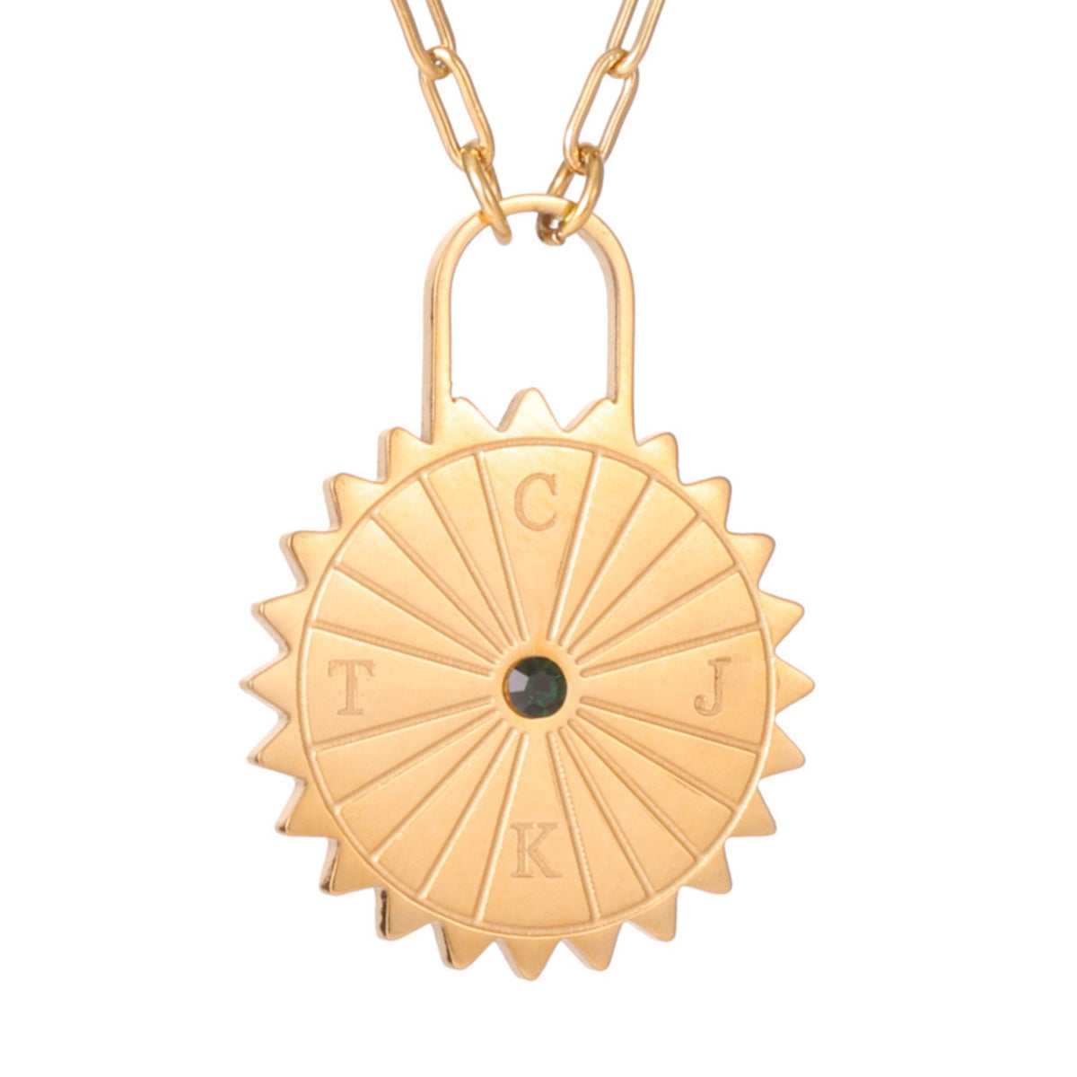 Collar Candado Sol Personalizado con Iniciales y Piedra