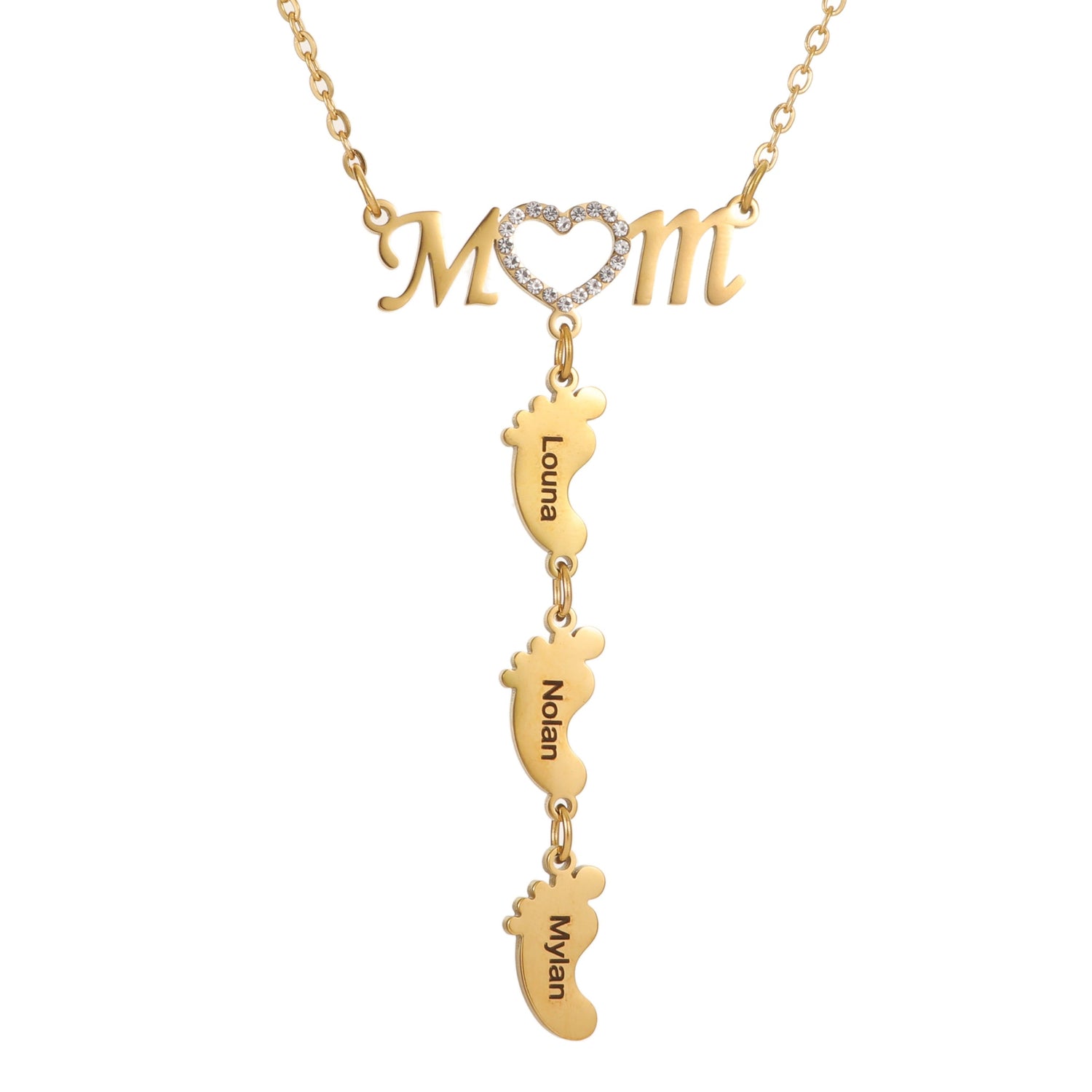 Collar Pies de Bebé Personalizado (1–3 Nombres)