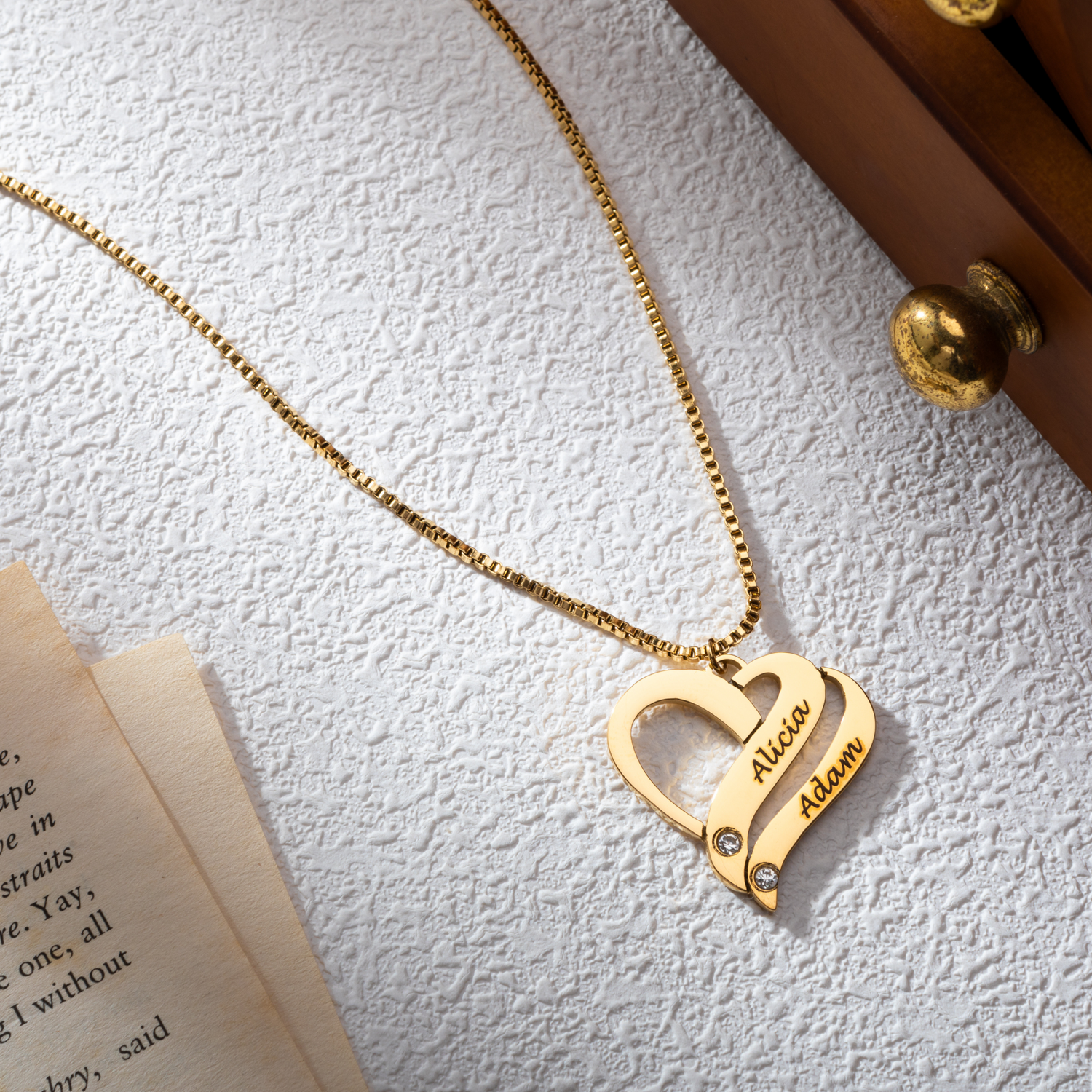 Collar Corazón Entrelazado Personalizado con Cristal