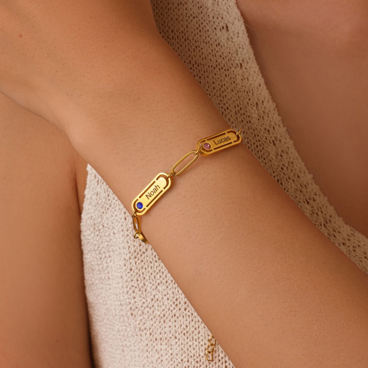 Pulsera Familiar con Piedras de Nacimiento Personalizada