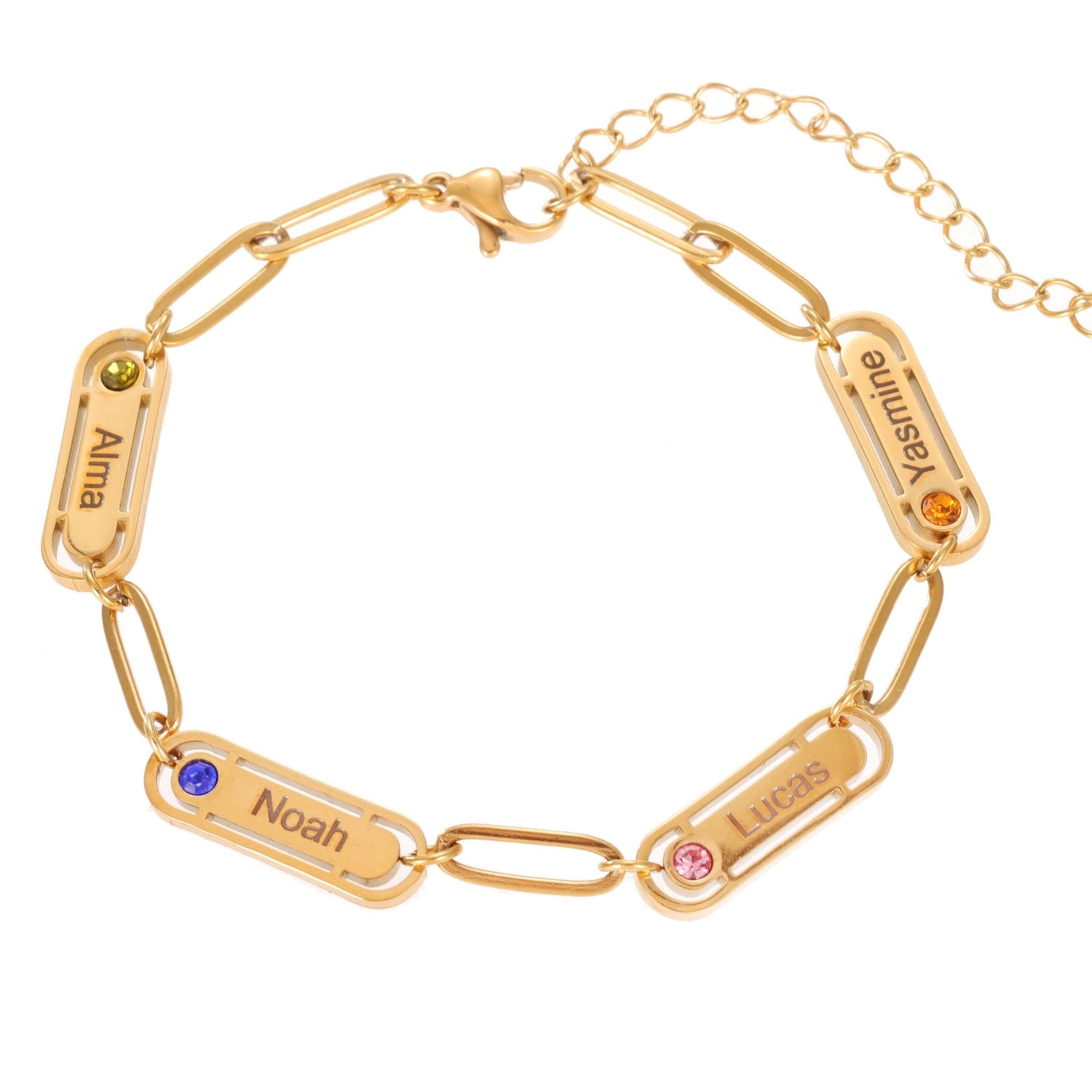 Pulsera Familiar con Piedras de Nacimiento Personalizada
