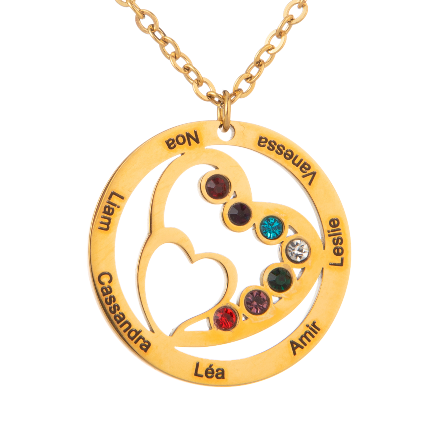 Collar Familiar con Piedras de Nacimiento Personalizado