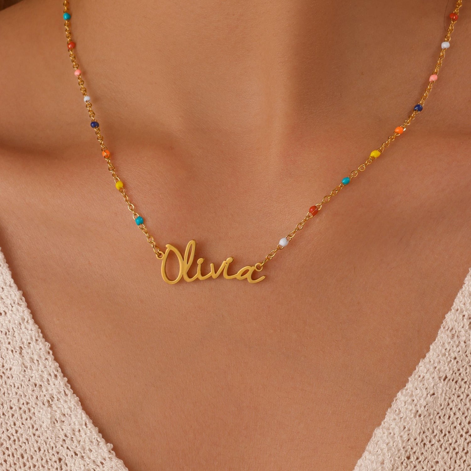 Collar Boho con Cuentas y Nombre Personalizado