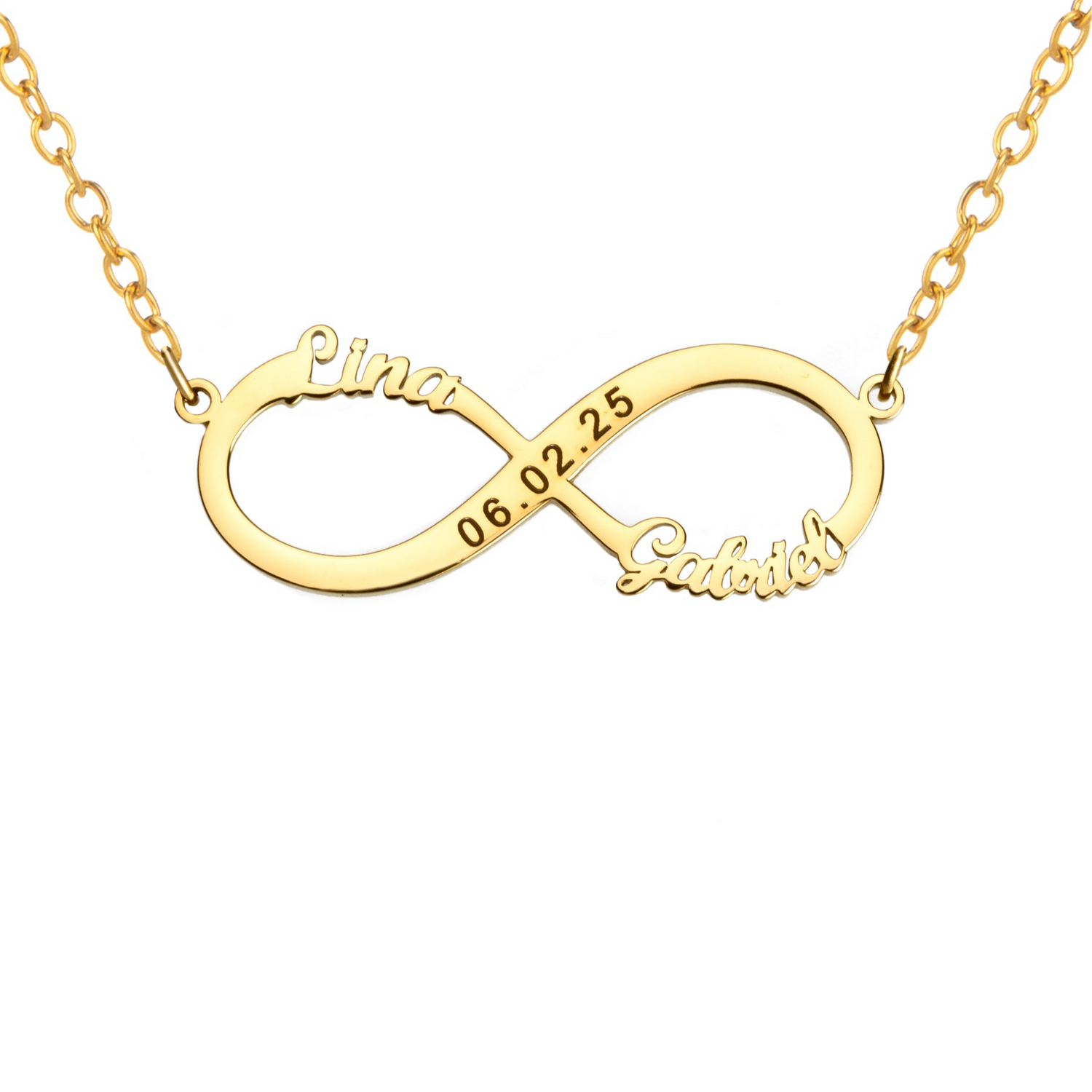Collar Infinito con Tres Grabados Personalizado