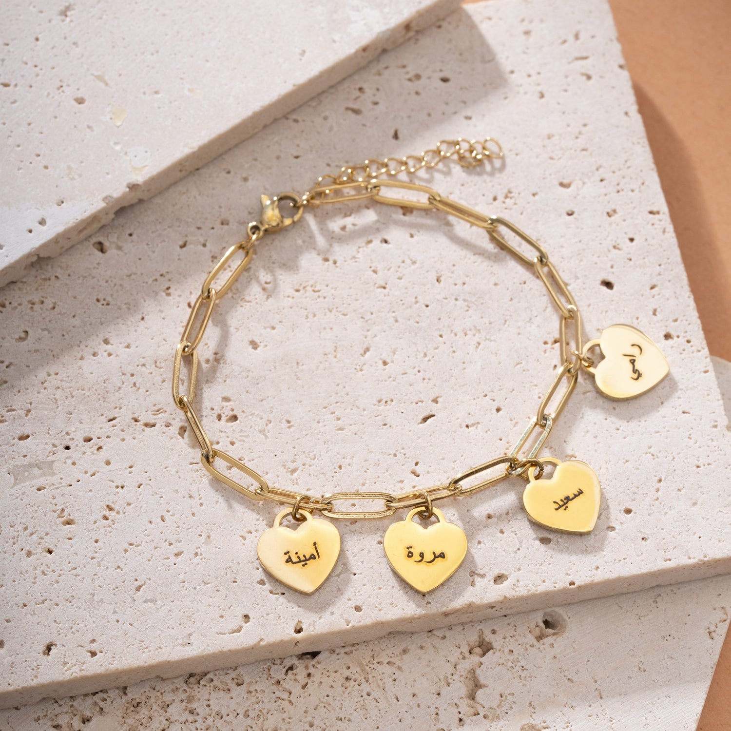 Pulsera Árabe Múltiples Corazones Personalizada