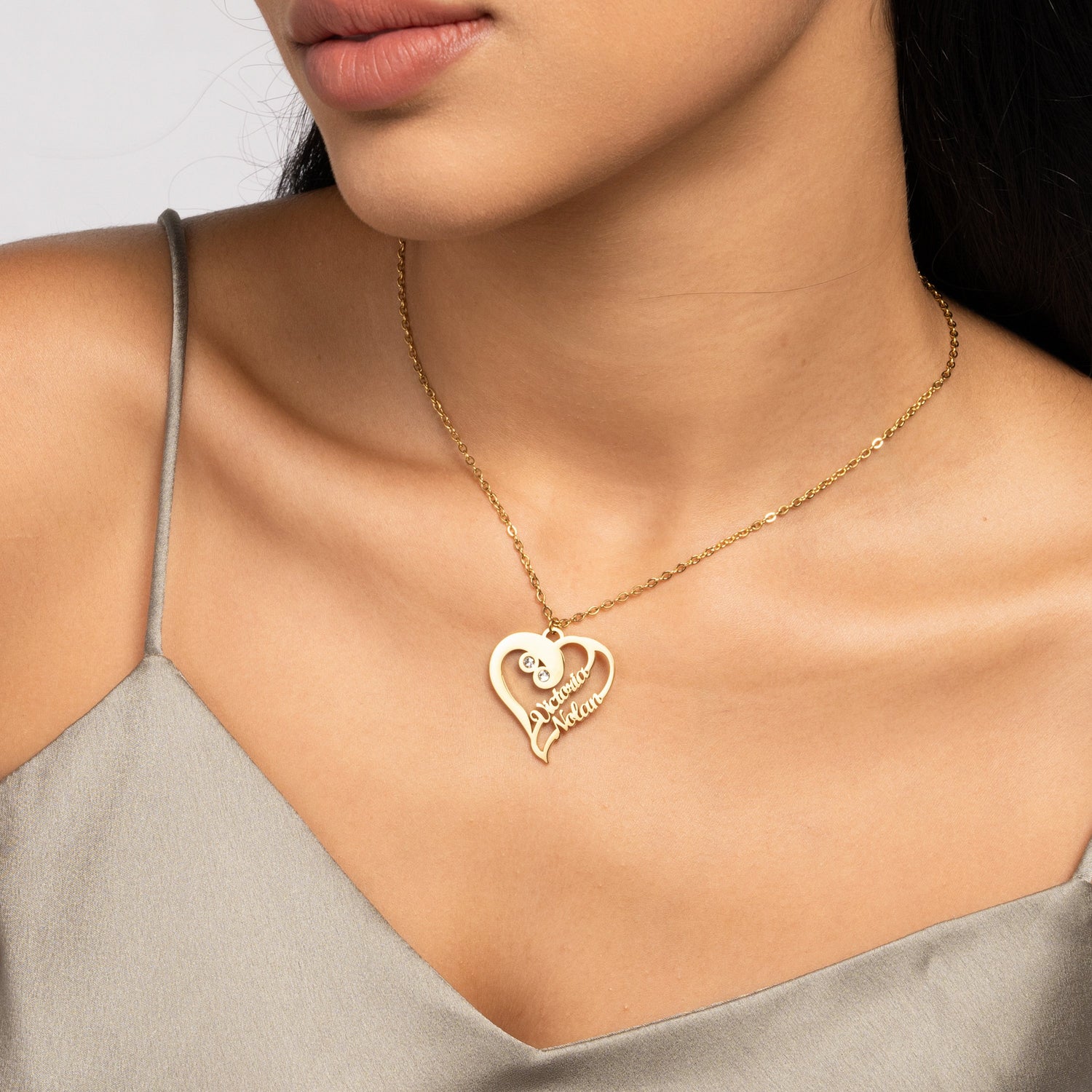 Collar Fusión Doble Corazón Personalizado