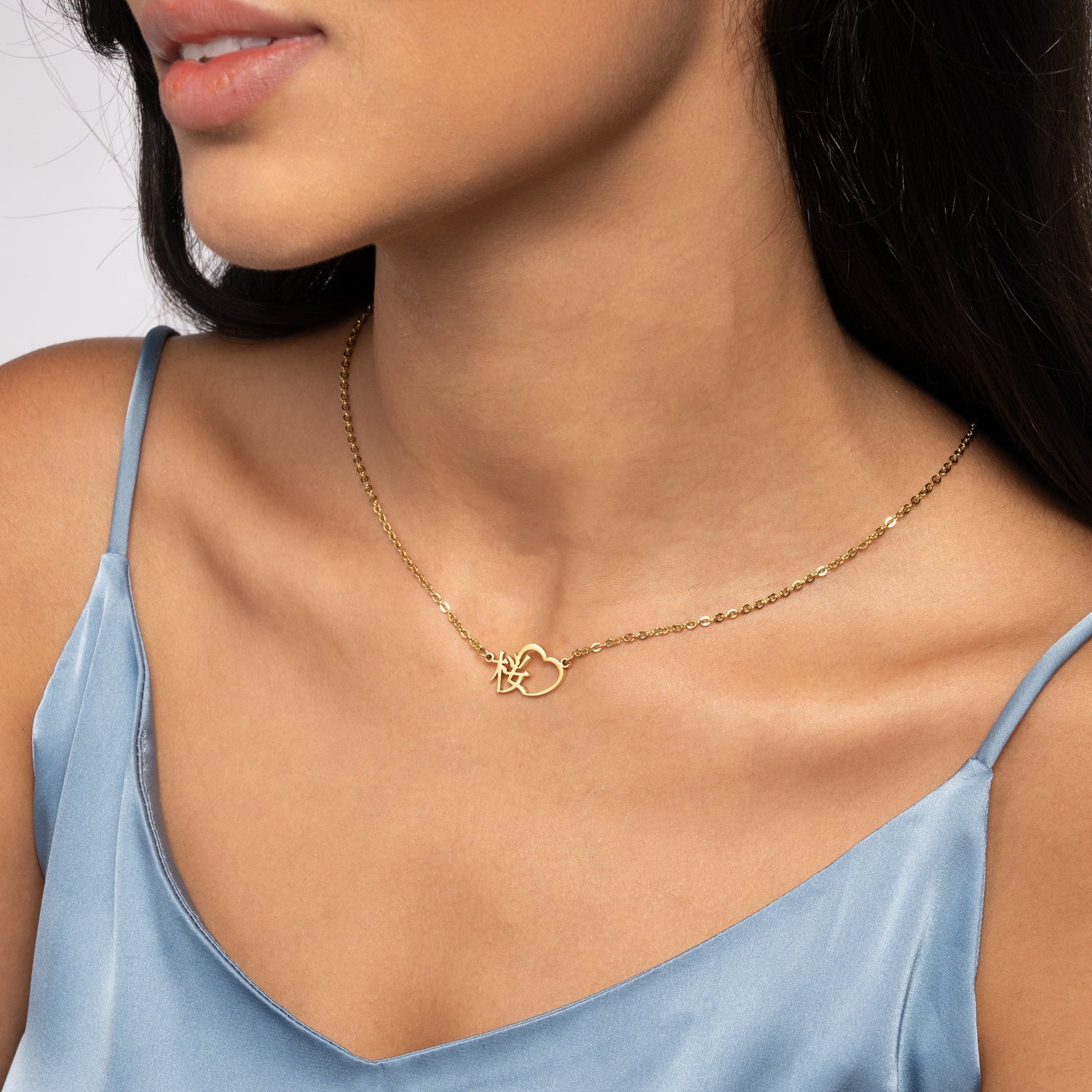 Collar Japonés Corazón Grabado con Nombre