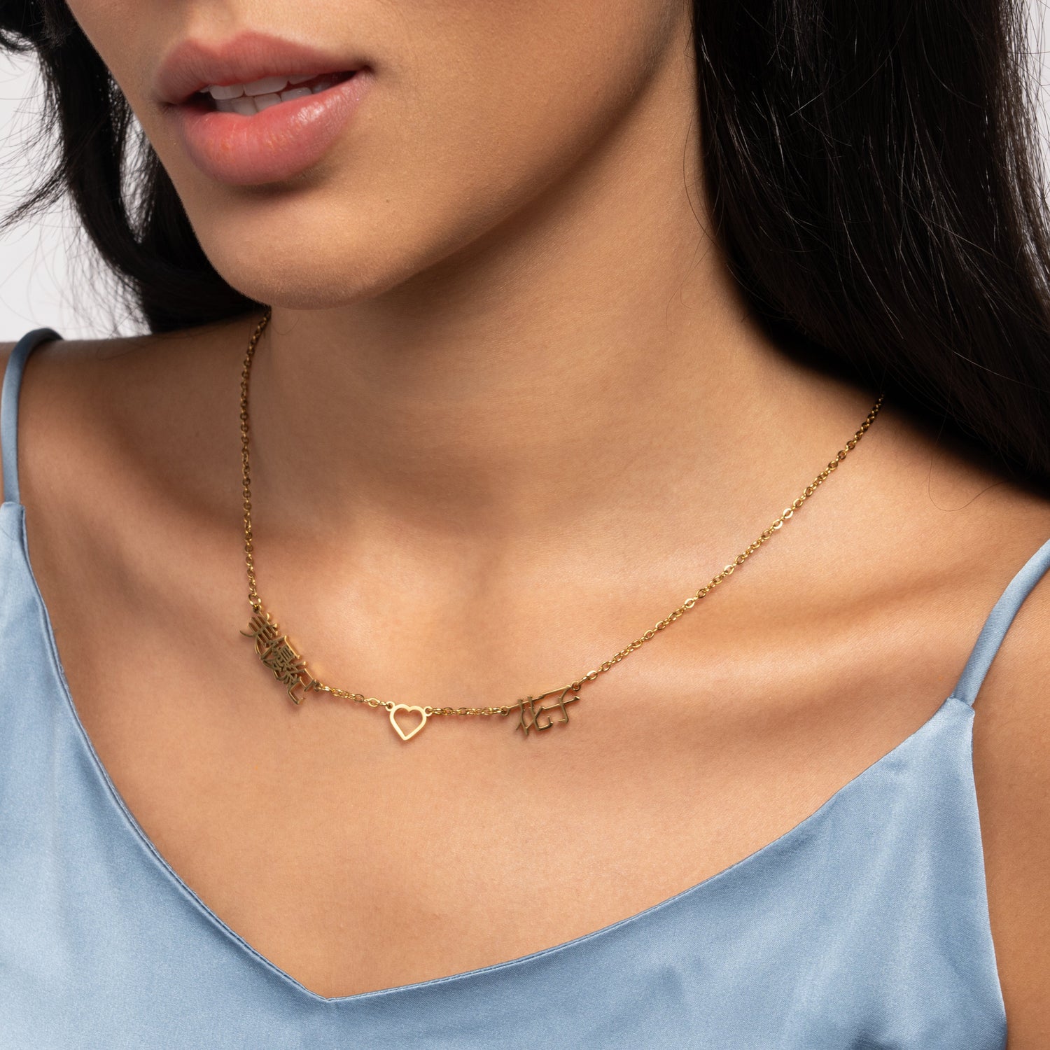 Collar Japonés Lariat Corazón y Nombres