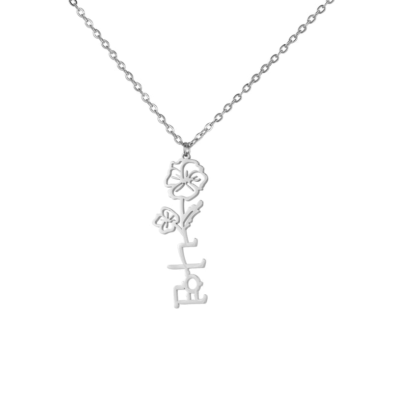 Collar Coreano Nombre con Flor