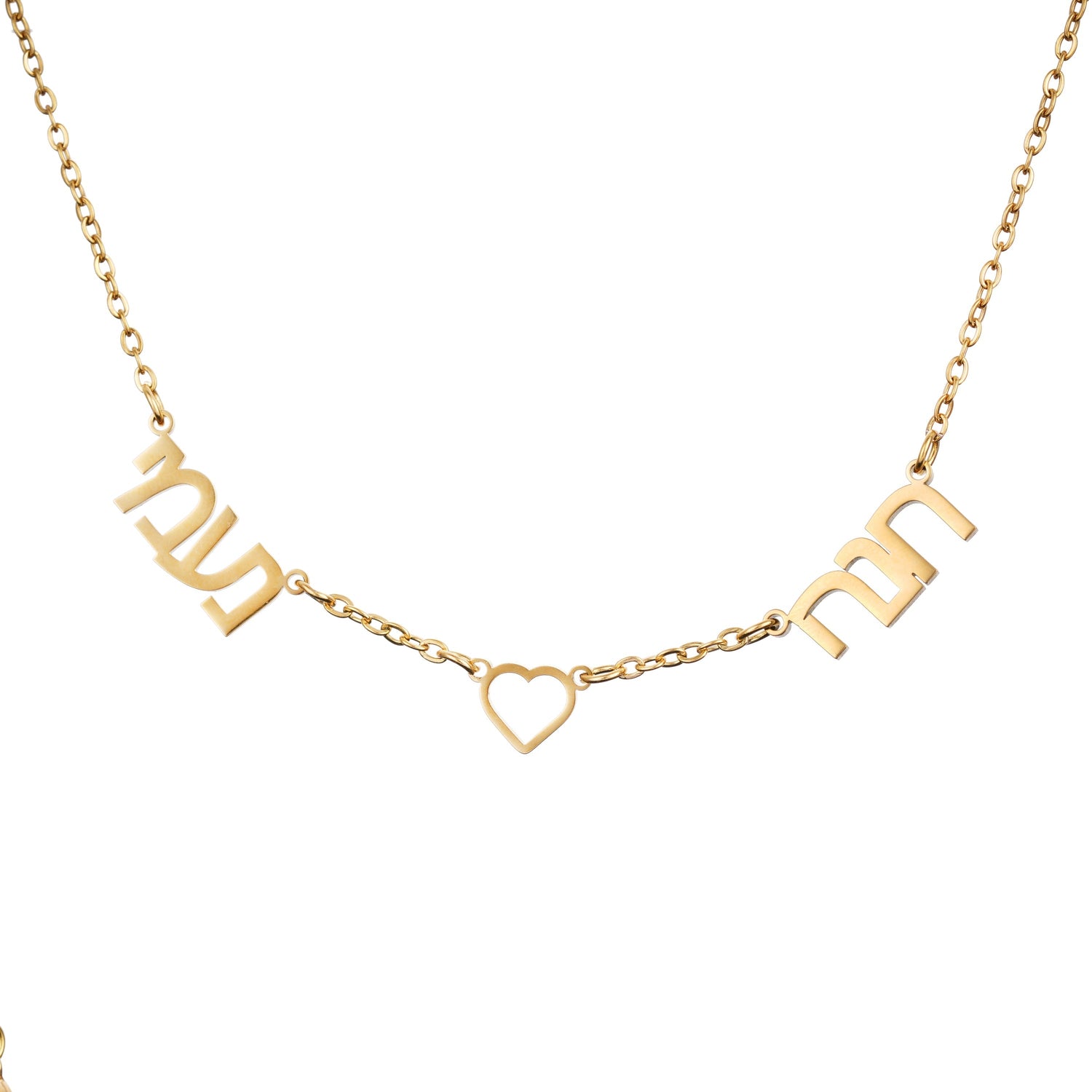 Collar Hebreo Lariat Corazón y Nombres