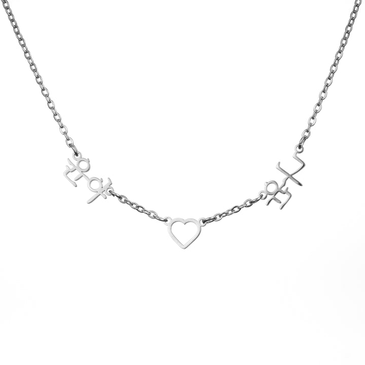 Collar Corazón y Nombres Collar Largo Personalizado en coreano