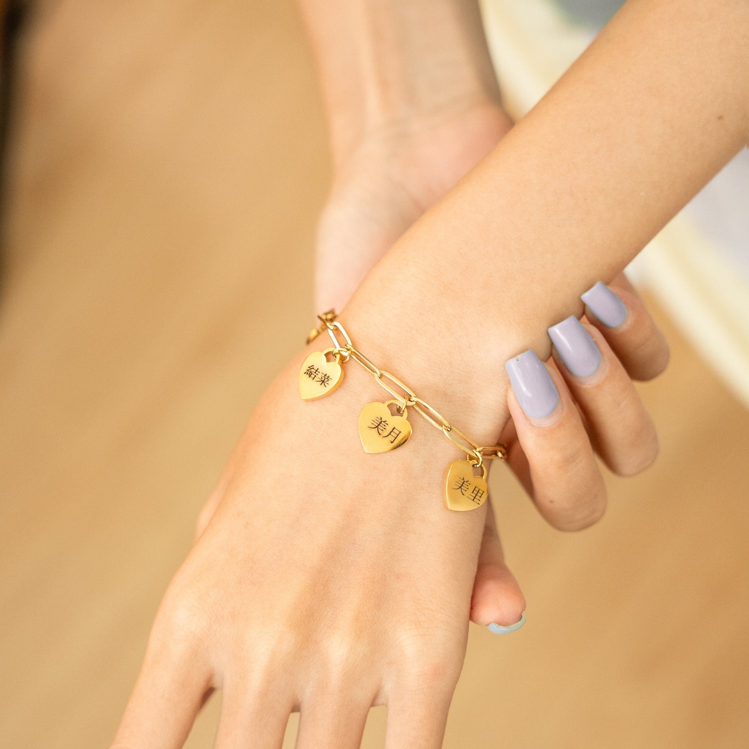 Pulsera Japonesa Múltiples Corazones Personalizada
