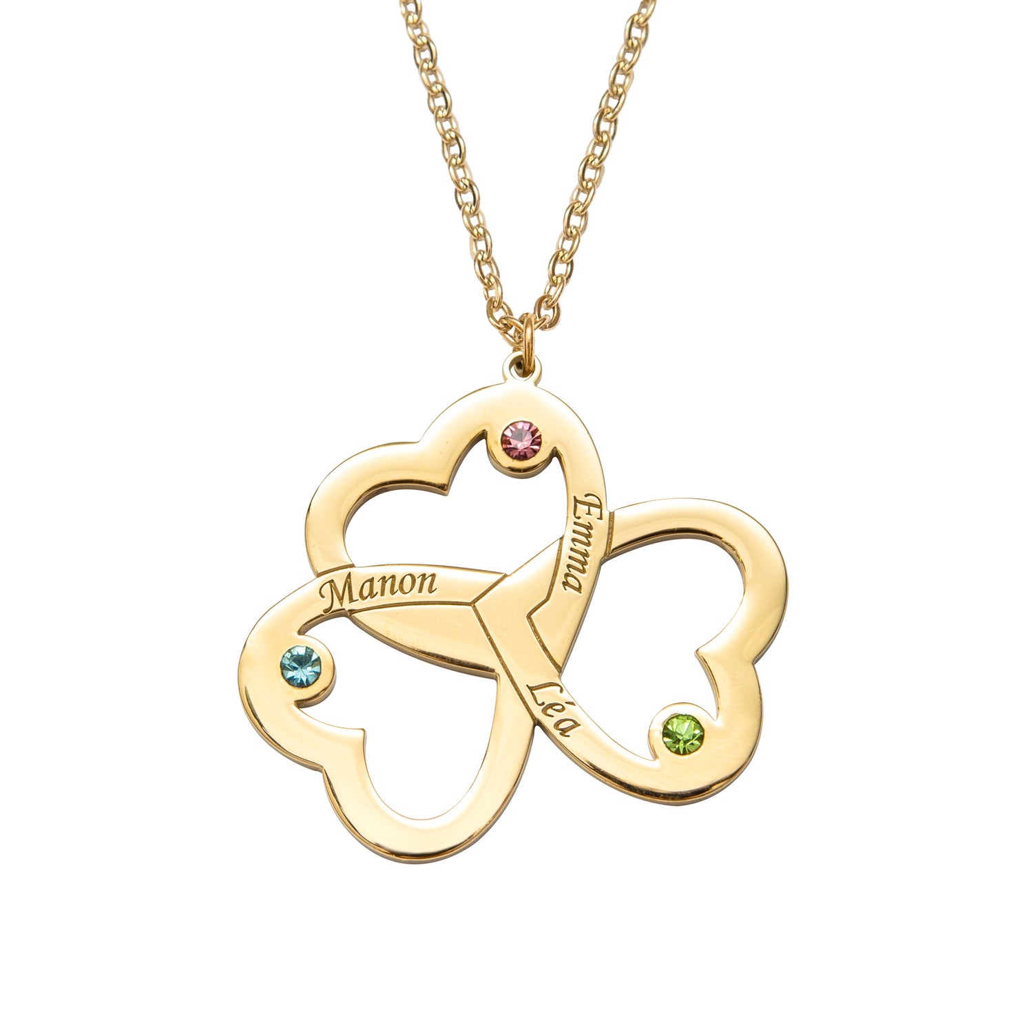 Collar Triple Corazón Grabado