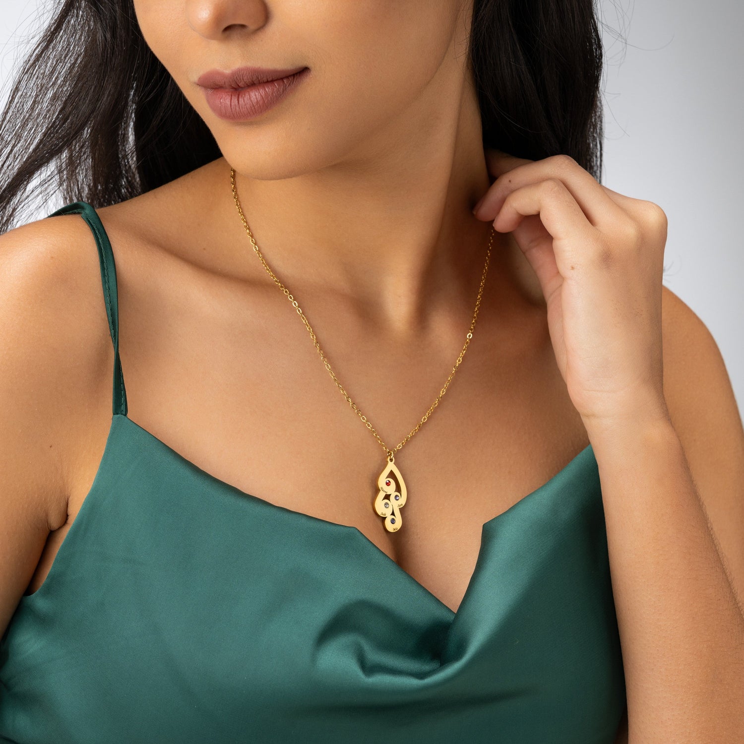 Collar Gota Entrelazada Personalizado con Nombre y Piedra de Nacimiento