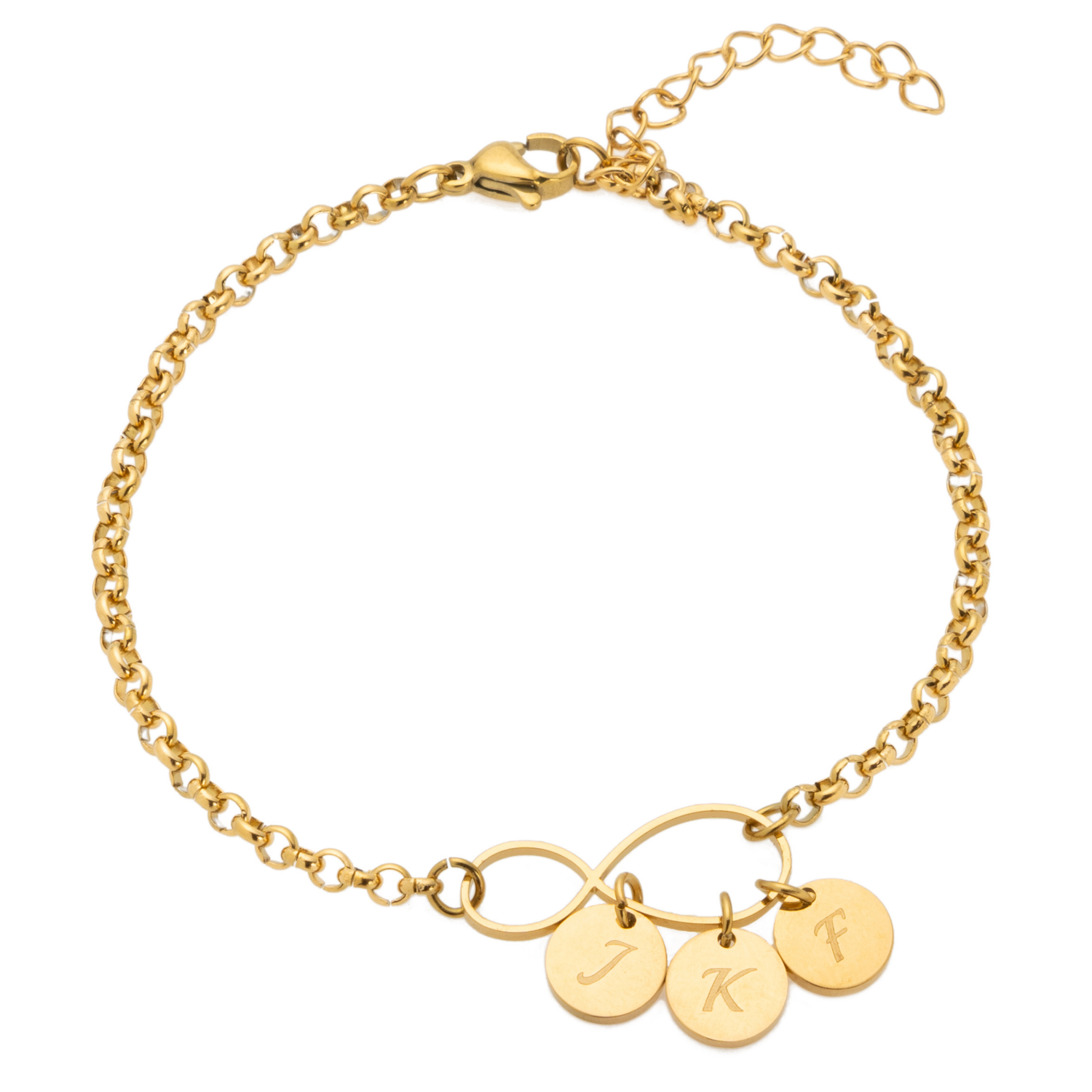 Pulsera Infinito con Charms de Iniciales Personalizadas