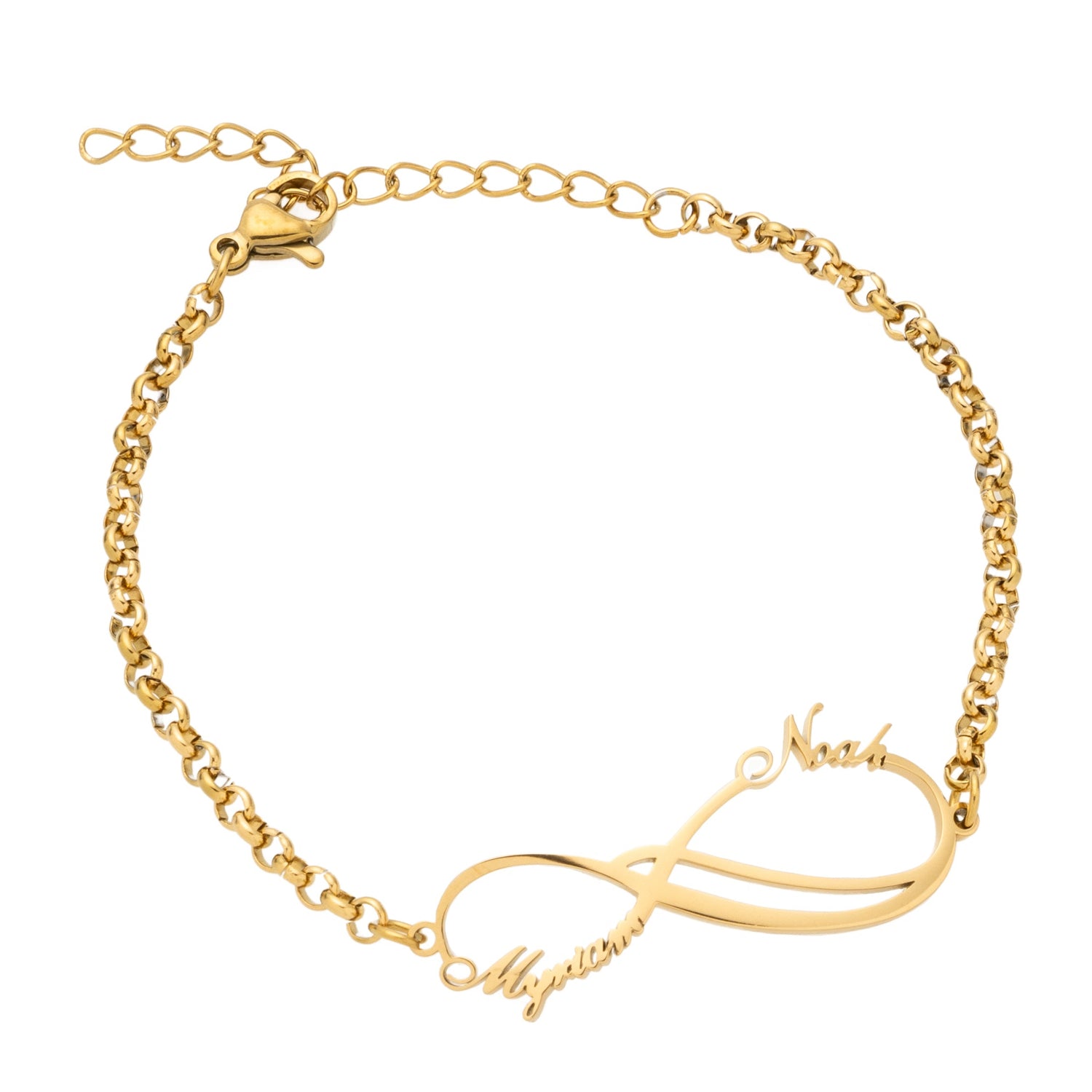 Pulsera Doble Infinito con Dos Nombres Personalizados