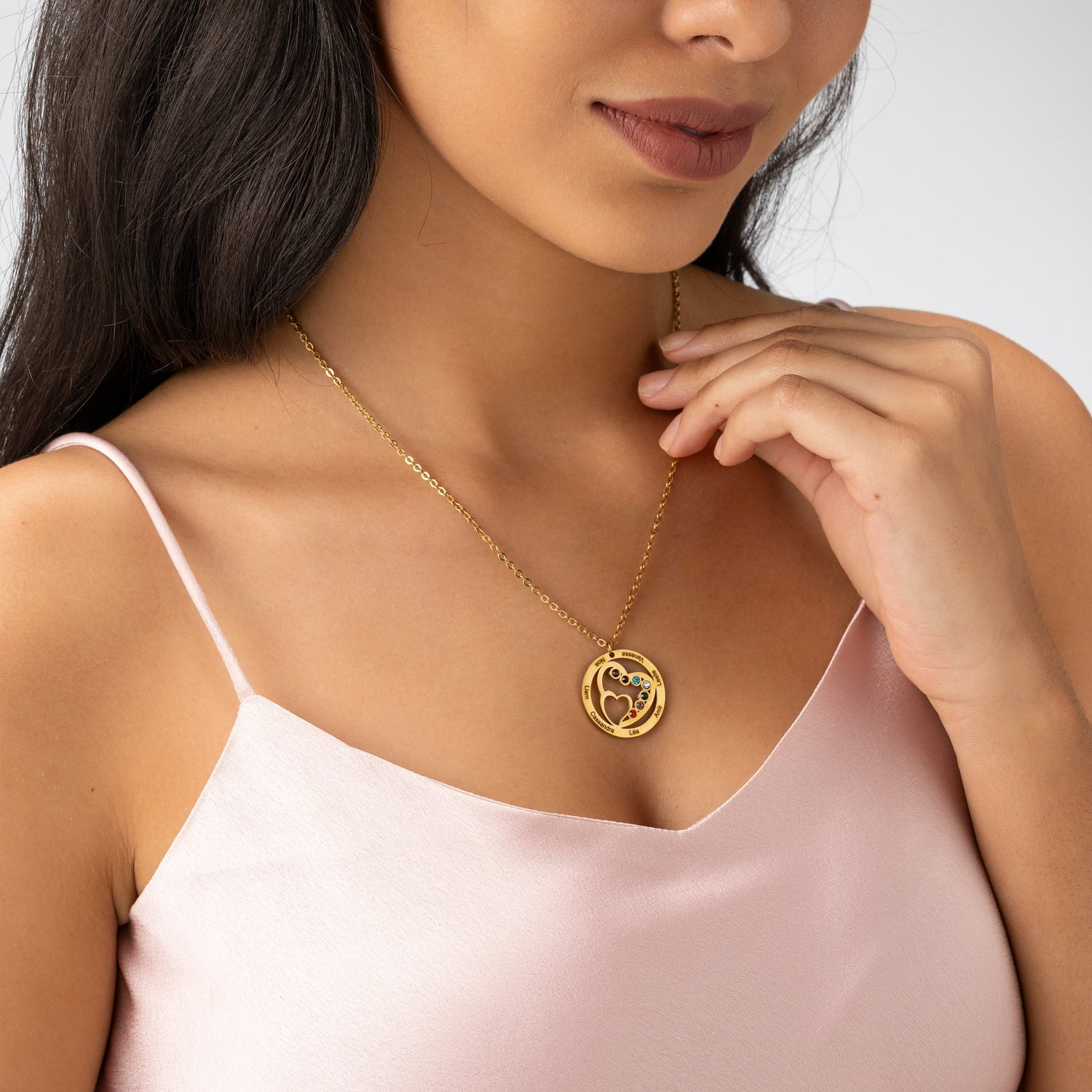 Collar Familiar con Piedras de Nacimiento Personalizado