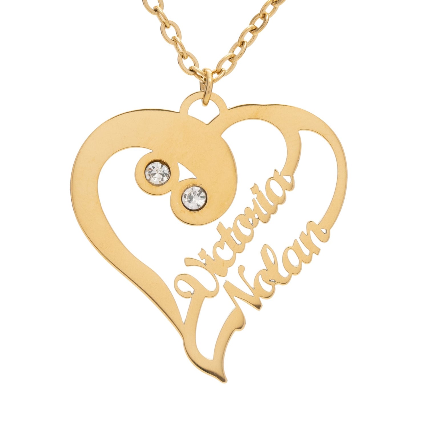Collar Corazón Entrelazado Personalizado con Cristal