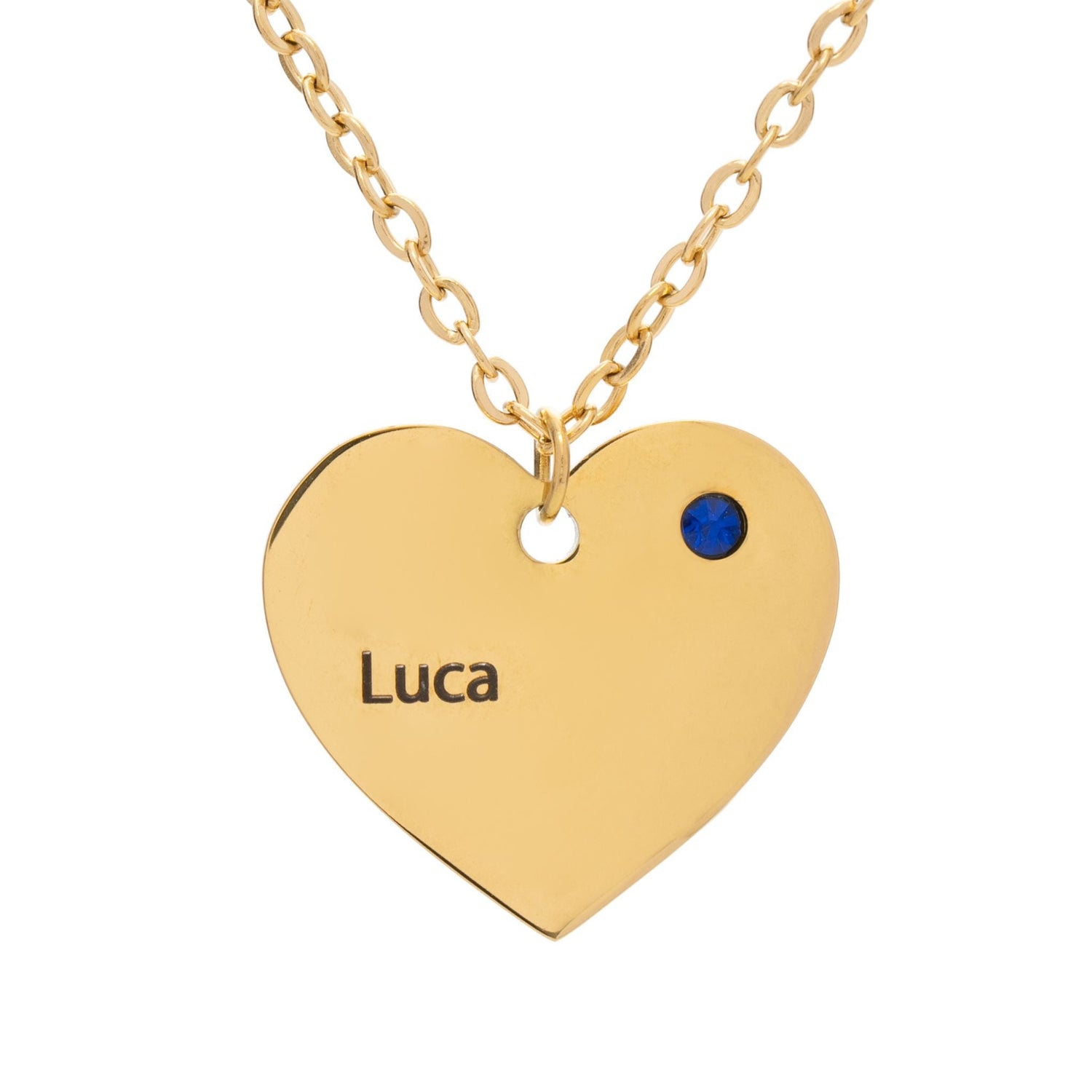 Collar Corazón con Piedra de Nacimiento y Nombre