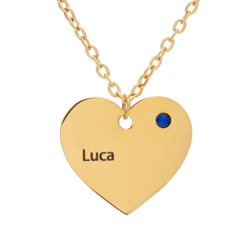 Collar Corazón con Piedra de Nacimiento y Nombre