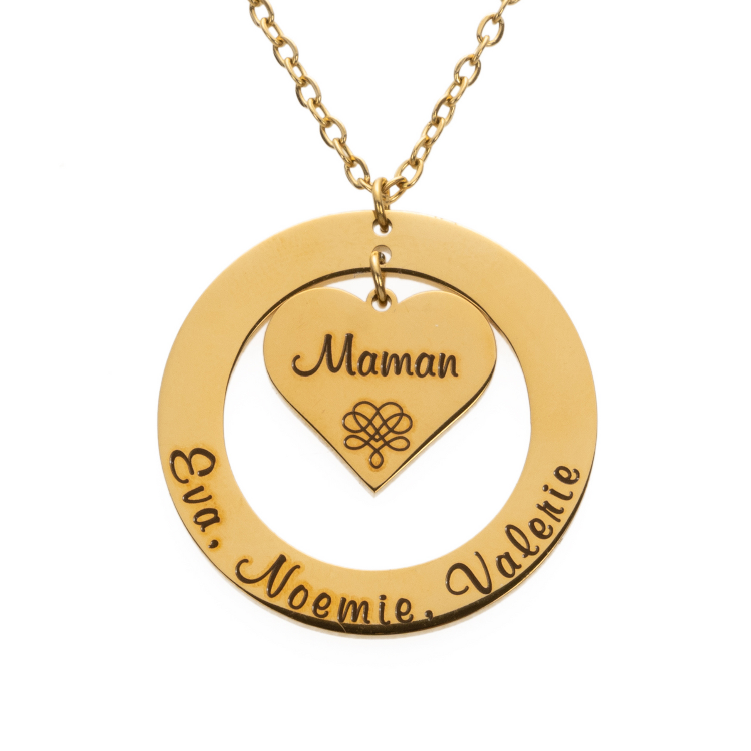 Collar Corazón y Círculo Personalizado