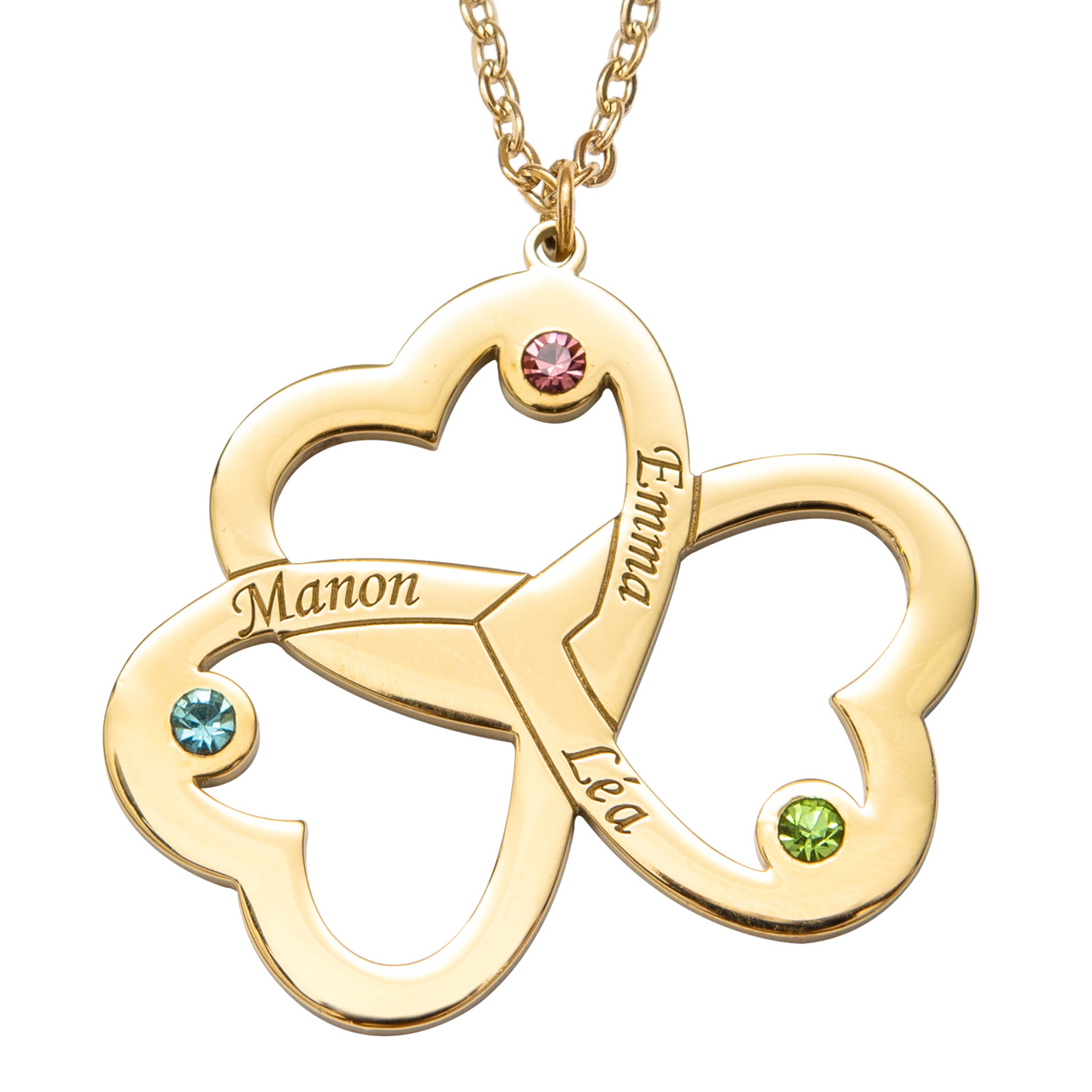 Collar Triple Corazón Grabado