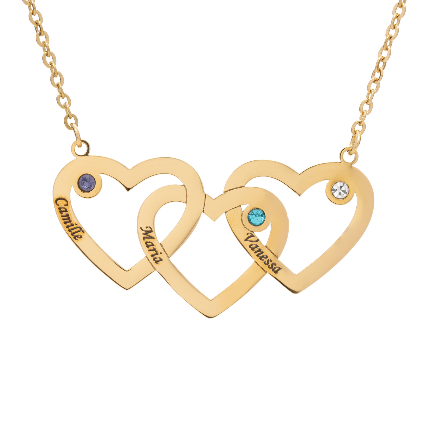 Collar Triple Corazón Lineal Grabado