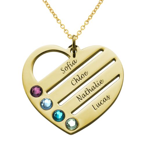 Collar de Corazón Personalizado con Piedra de Nacimiento