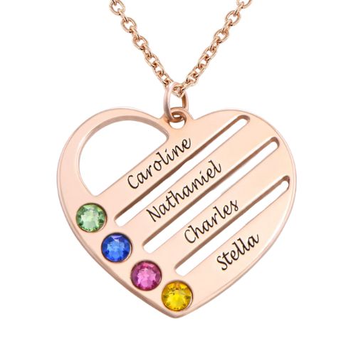 Collar de Corazón Personalizado con Piedra de Nacimiento