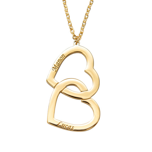 Collar de 2 Corazones Grabados